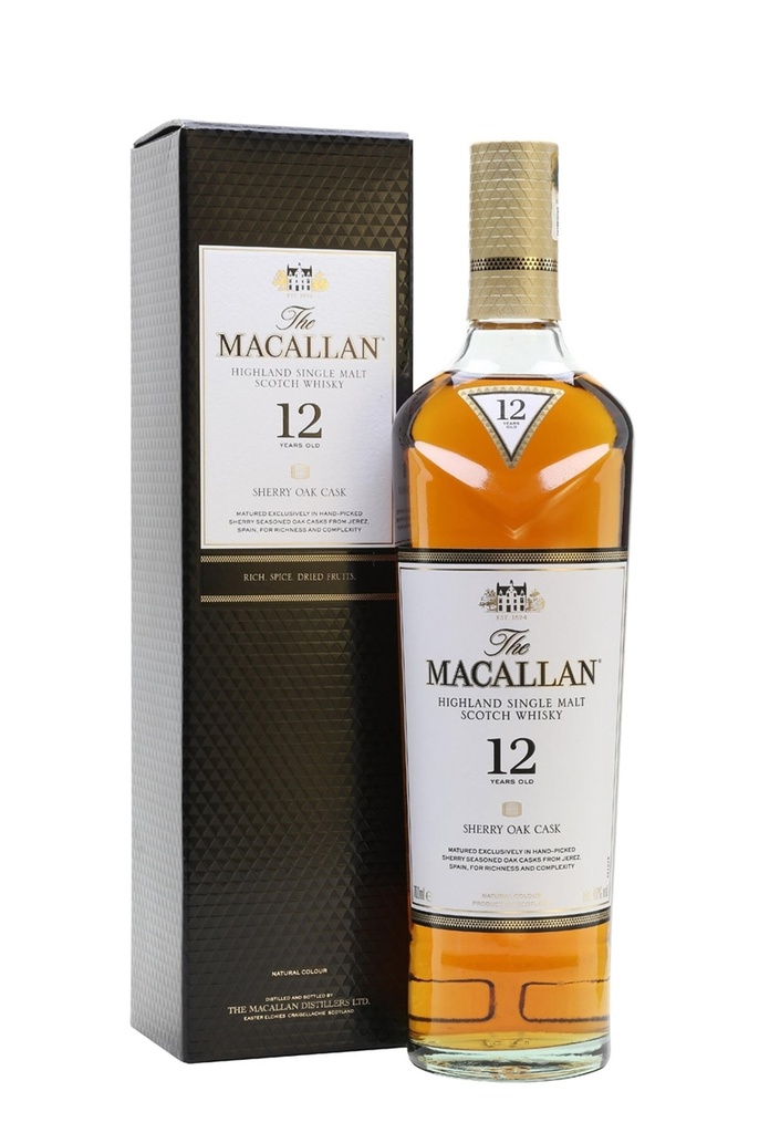 Macallan 12 Years Old Sherry Oak Cask Single Malt Scotch Whisky (700ml)