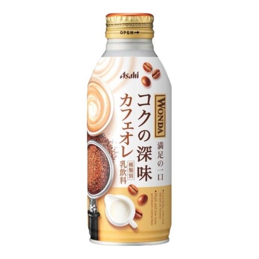 [ASAHIWONDAMILK370G] ASAHI朝日 Wonda 極深煎 樽裝牛奶咖啡 (370ml)